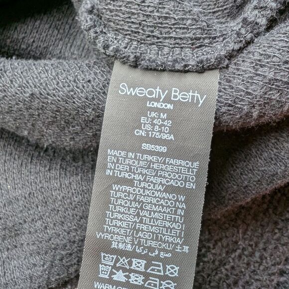 Sweaty Betty Boucle Sweatshirt Black Funnel Neck Dropped Shoulders Medium - Picture 15 of 15